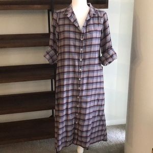 Free People Flanel Plaid Shirt Midi Dress